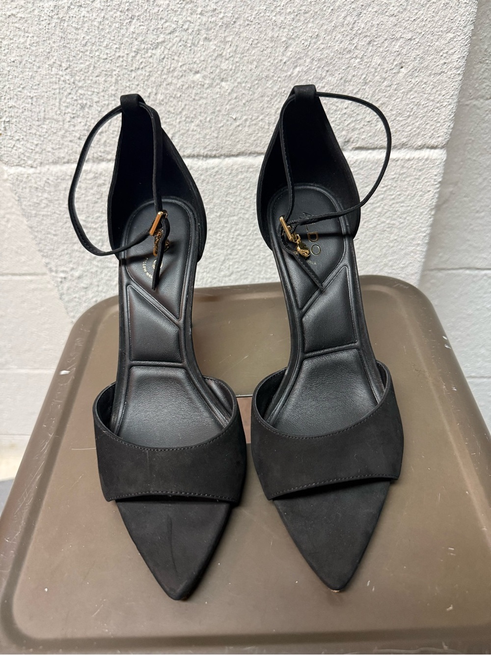 Aldo Black Pointed Ankle-Strap Heels